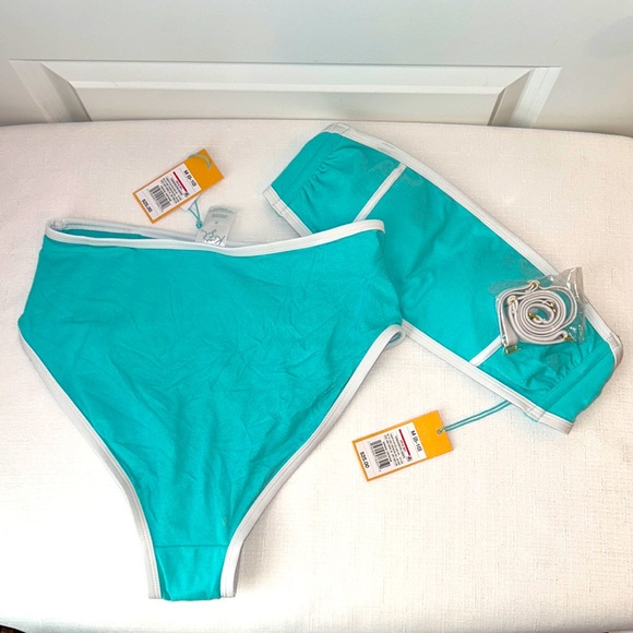NWT Kona Sol Women’s Bikini Teal & White - Picture 2 of 4